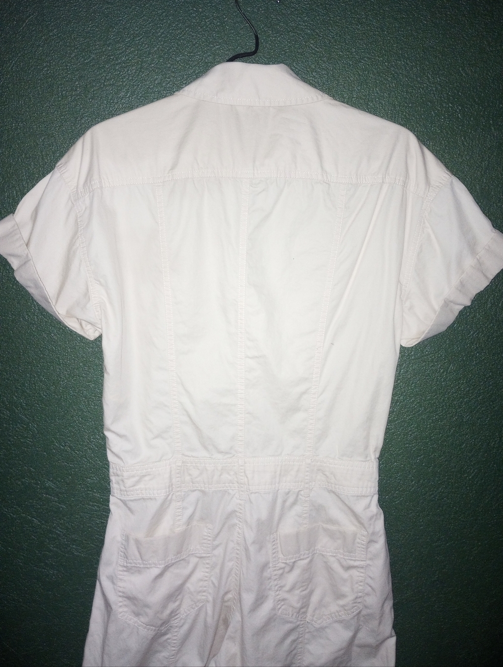 Zara Cream Ivory Wide Leg Jumpsuit Rolled Short Sleeves Pockets Front Zip S - Picture 9 of 15